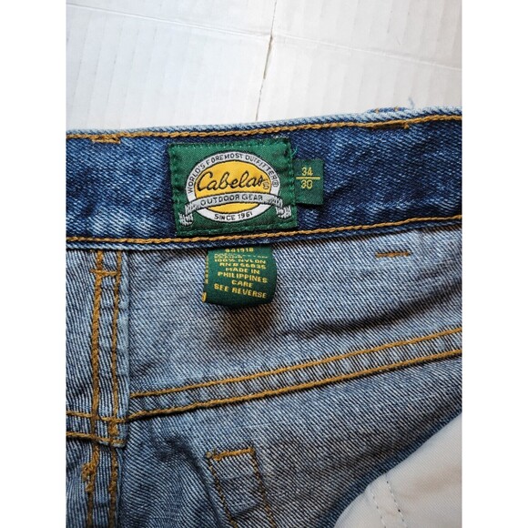 Cabelas Brush Guard Hunting Pants Mens 34x30 Blue Denim 100% Cotton Straight Leg - Picture 3 of 11